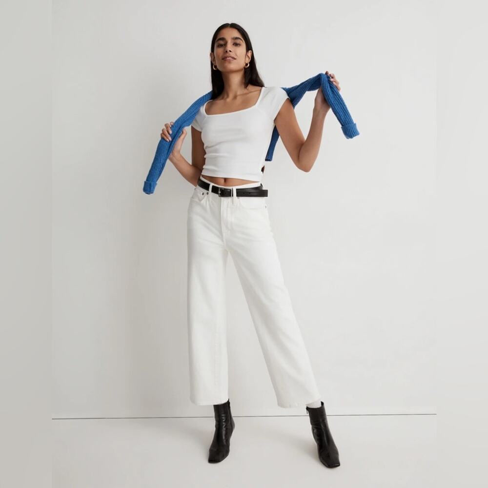 Madewell White The Tall Perfect Vintage Wide-Leg Crop Jean Size 25 NE085